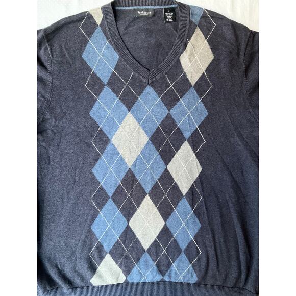 Van Heusen Men’s Long Sleeve V-neck Knit Sweater size L, Blue - Picture 7 of 8